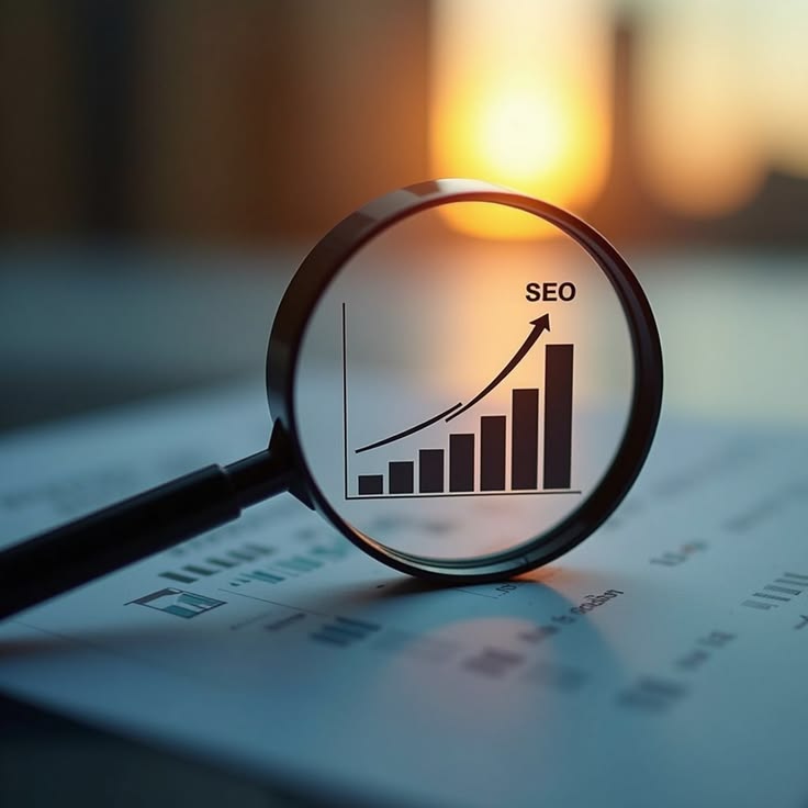SEO magnifying glass revealing growth insights