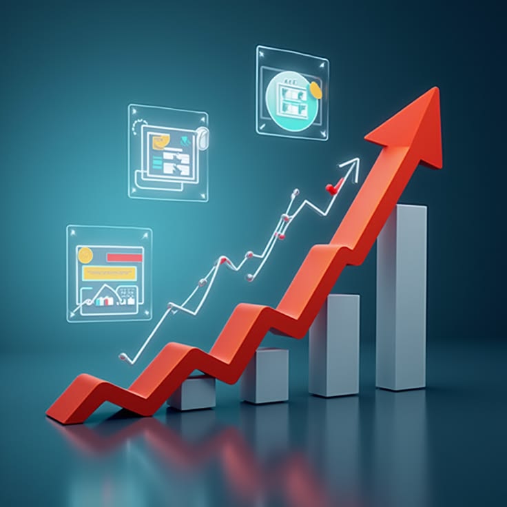 3D growth visualization with data panels